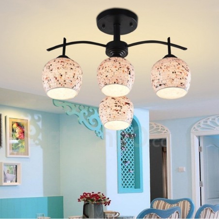 4 Light Mediterranean Style Integrated Chandelier with Glass Shade 4 Light Mediterranean Style Integrated Chandelier with Glass Shade