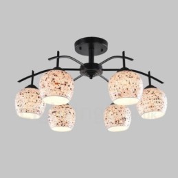 6 Light Mediterranean Style Integrated Chandelier with Glass Shade