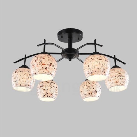 6 Light Mediterranean Style Integrated Chandelier with Glass Shade 6 Light Mediterranean Style Integrated Chandelier with Glass Shade