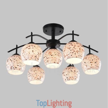 7 Light Mediterranean Style Integrated Chandelier with Glass Shade 7 Light Mediterranean Style Integrated Chandelier with Glass Shade