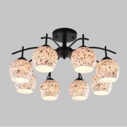 8 Light Mediterranean Style Integrated Chandelier with Glass Shade