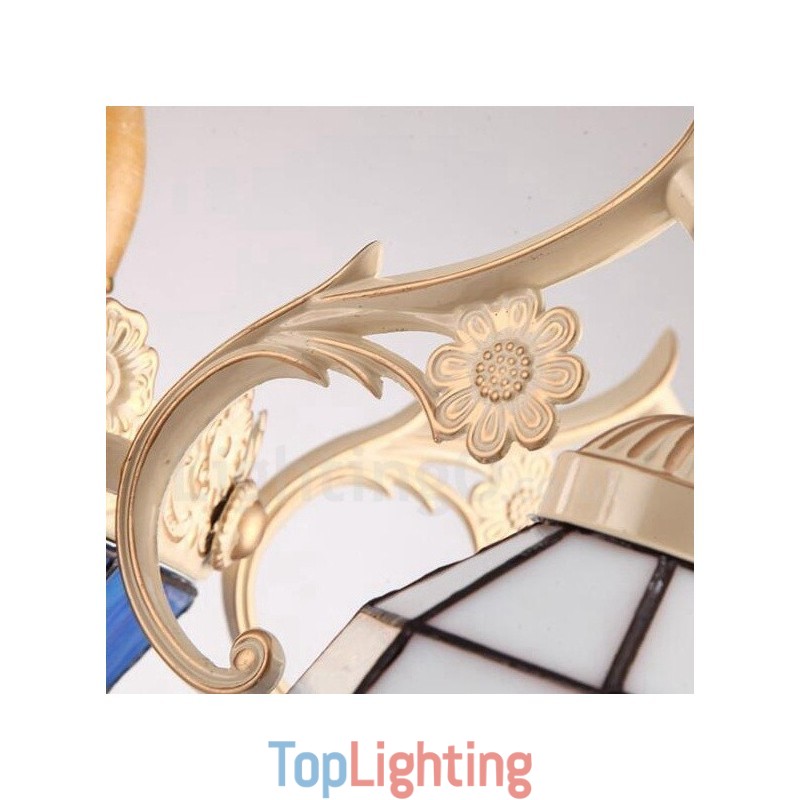 3 Light Mediterranean Style Integrated Metal Chandelier with Glass Shade