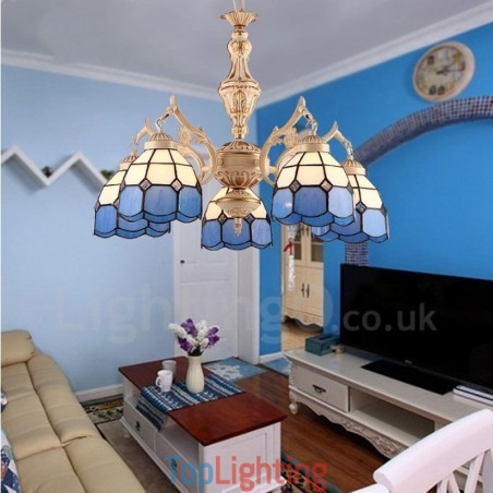 5 Light Mediterranean Style Integrated Metal Chandelier with Glass Shade 5 Light Mediterranean Style Integrated Metal Chandelier with Glass Shade