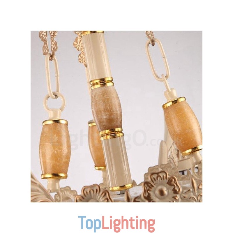 5 Light Mediterranean Style Integrated Metal Chandelier with Glass Shade
