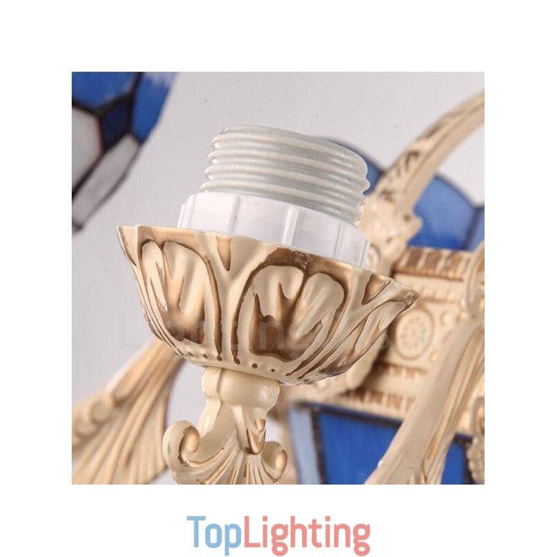 5 Light Mediterranean Style Integrated Metal Chandelier with Glass Shade