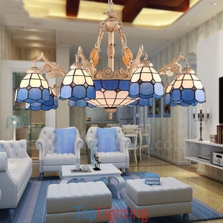 11 Light Mediterranean Style Integrated Metal Chandelier with Glass Shade 11 Light Mediterranean Style Integrated Metal Chandelier with Glass Shade