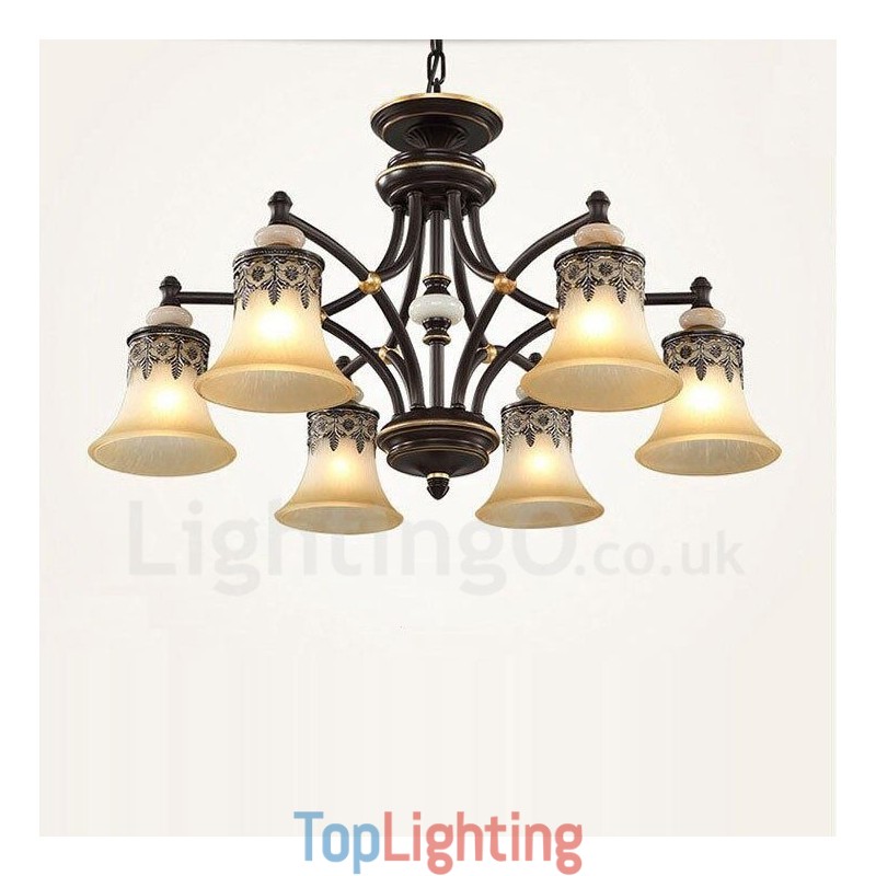 6 Light Traditional Classic Integrated Metal Chandelier