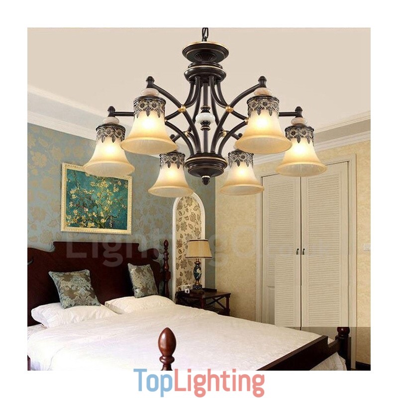 6 Light Traditional Classic Integrated Metal Chandelier