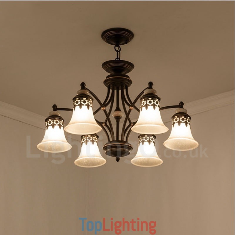6 Light Traditional Classic Integrated Metal Chandelier