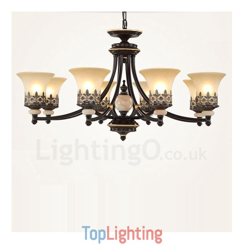 8 Light Traditional Classic Integrated Metal Chandelier