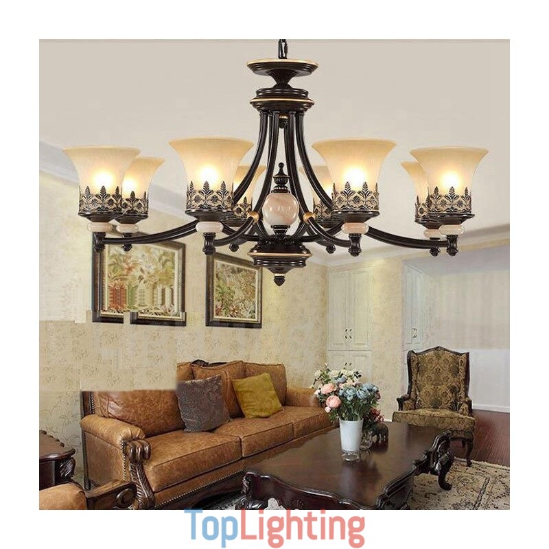 8 Light Traditional Classic Integrated Metal Chandelier