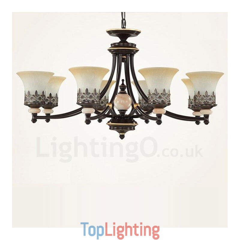 8 Light Traditional Classic Integrated Metal Chandelier
