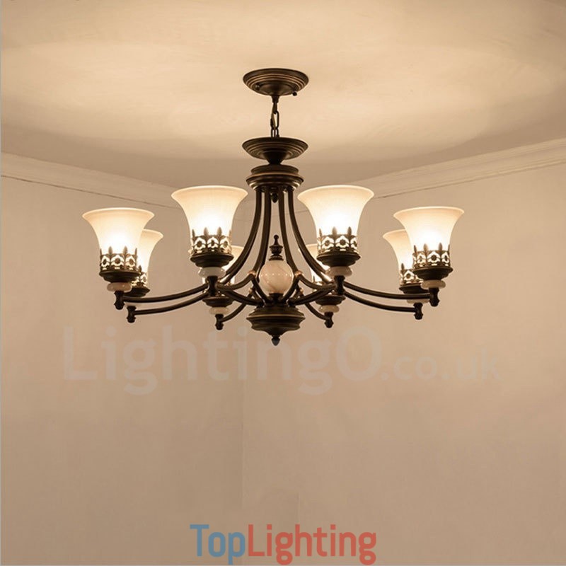 8 Light Traditional Classic Integrated Metal Chandelier