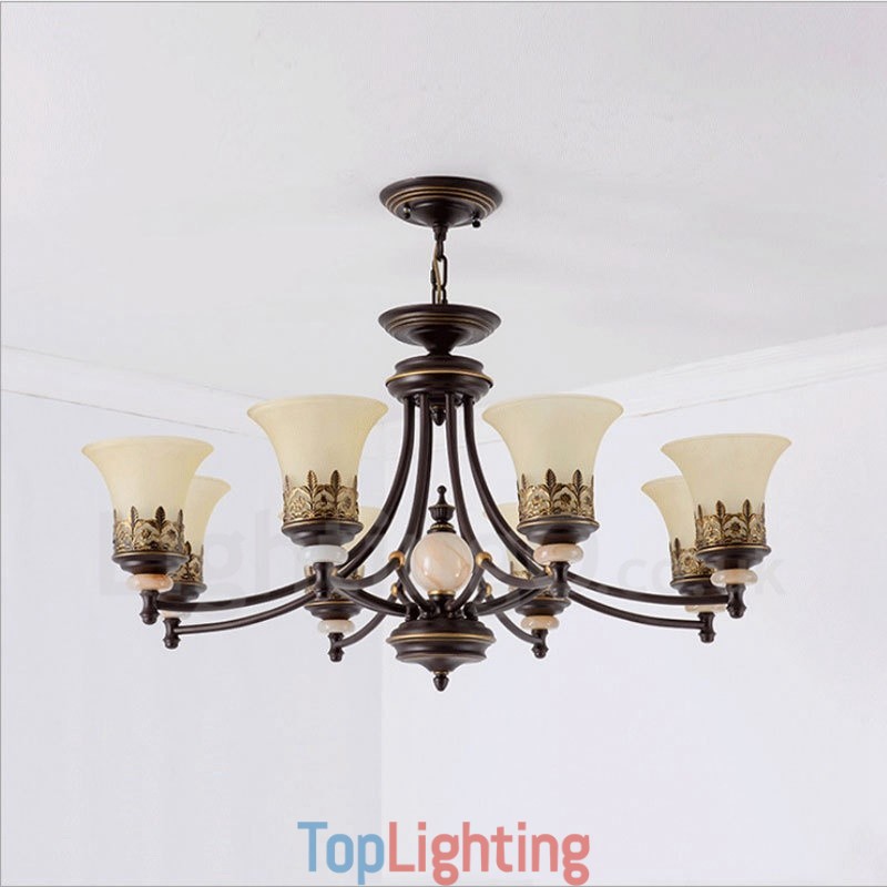 8 Light Traditional Classic Integrated Metal Chandelier