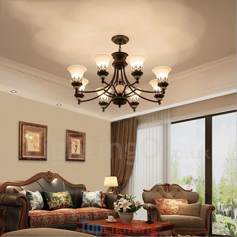 8 Light Traditional Classic Integrated Metal Chandelier