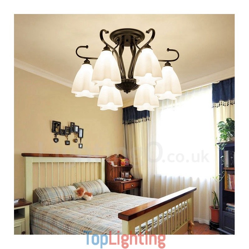 6 Light Rustic Lodge Integrated Chandelier