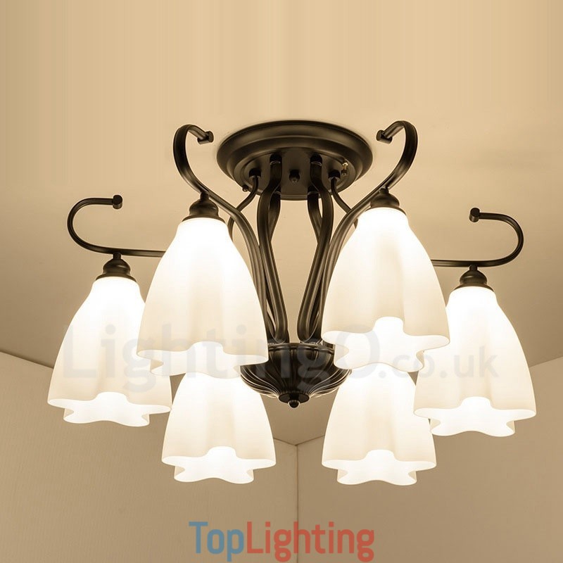 6 Light Rustic Lodge Integrated Chandelier