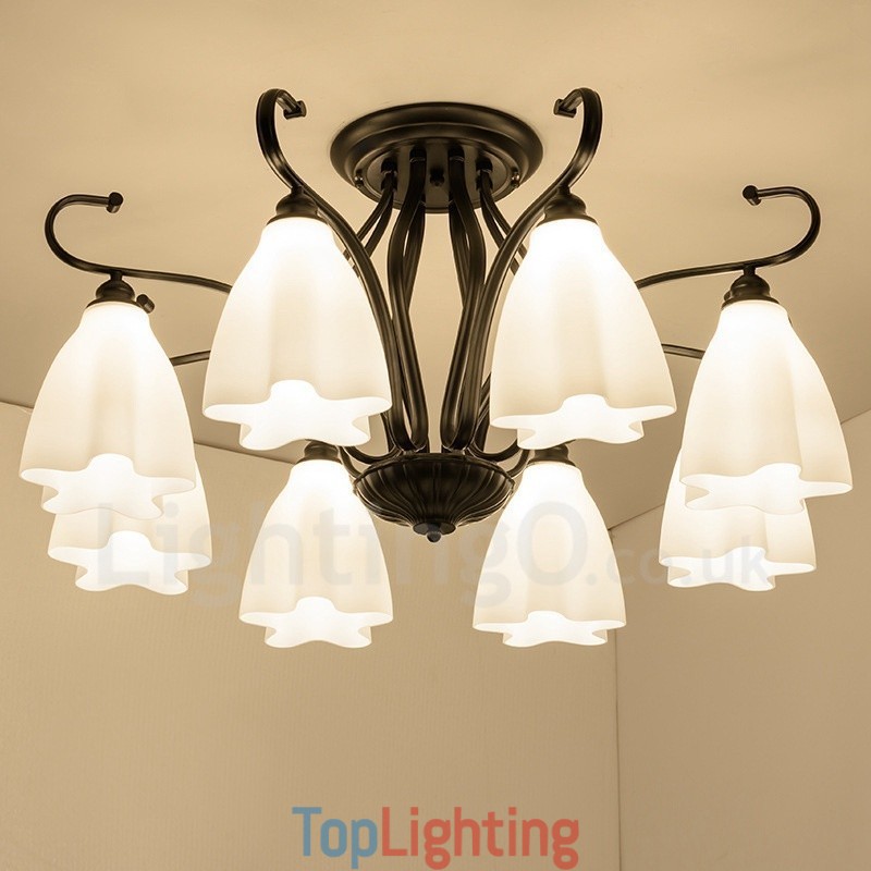 8 Light Rustic Lodge Integrated Chandelier