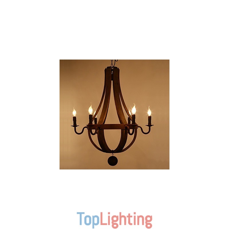 Vintage Amercian Rustic Wooden Pendant Winerel Chandelier Lamp Liviing and Lamp