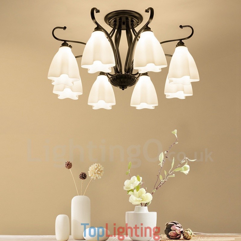8 Light Rustic Lodge Integrated Chandelier
