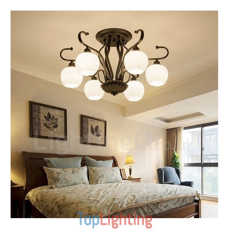 6 Light Rustic Lodge Integrated Chandelier