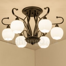 6 Light Rustic Lodge Integrated Chandelier