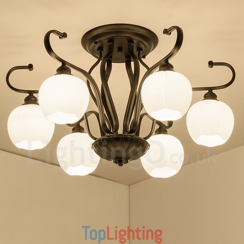 6 Light Rustic Lodge Integrated Chandelier
