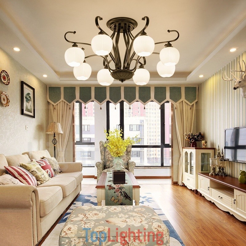 8 Light Rustic Lodge Integrated Chandelier