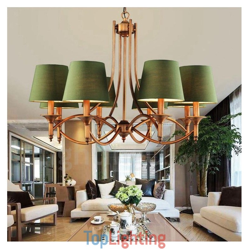 8 Light Rustic Lodge Integrated Metal Chandelier