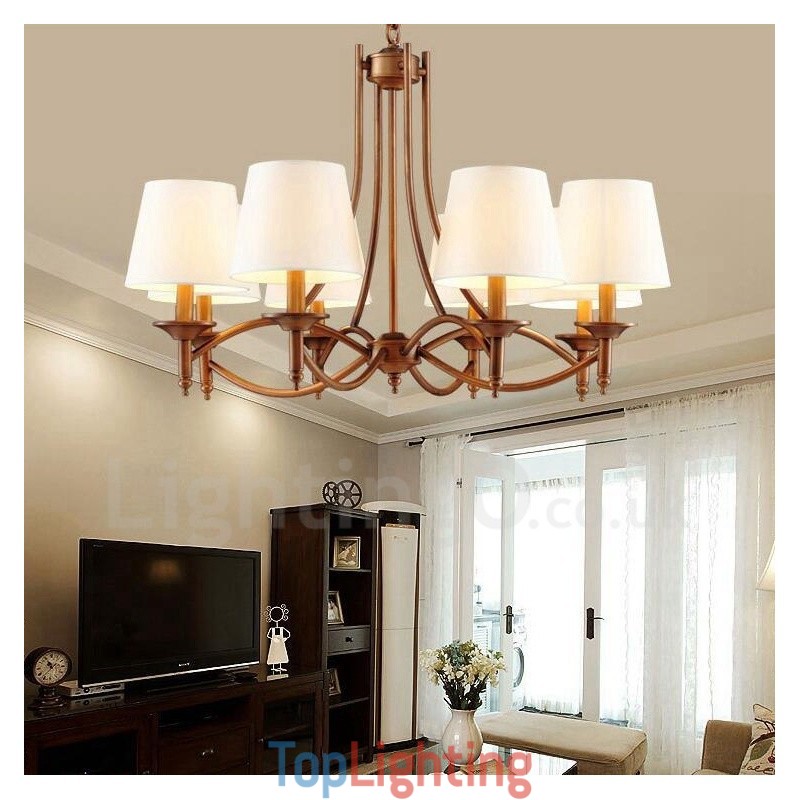 8 Light Rustic Lodge Integrated Metal Chandelier