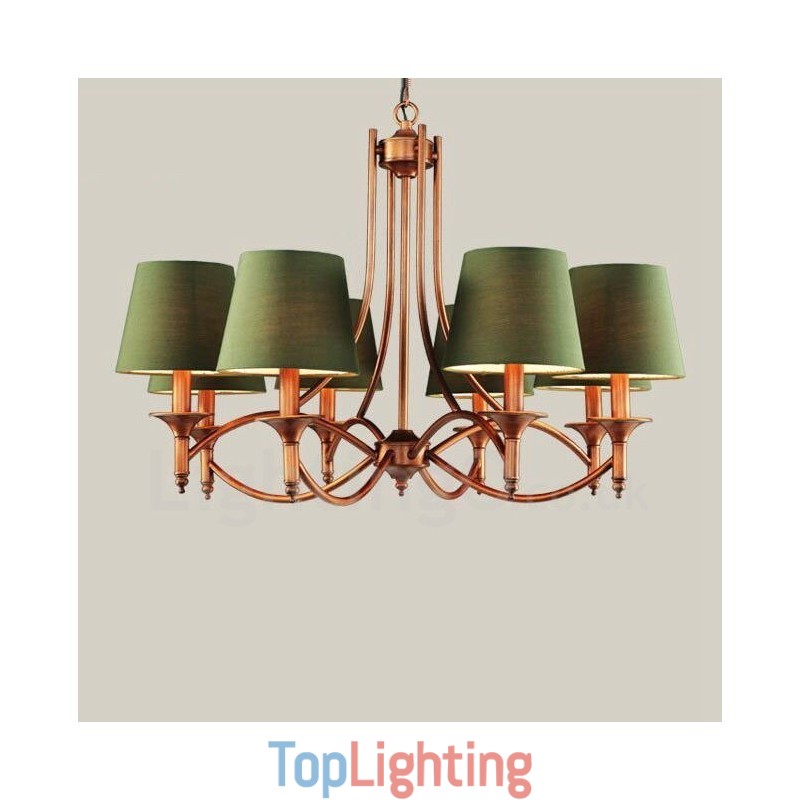 8 Light Rustic Lodge Integrated Metal Chandelier