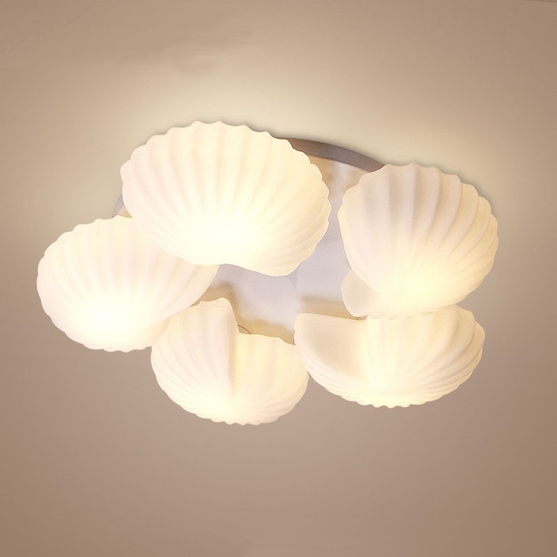 Conch 5 Light Traditional Classic Integrated Chandelier with Glass Shade