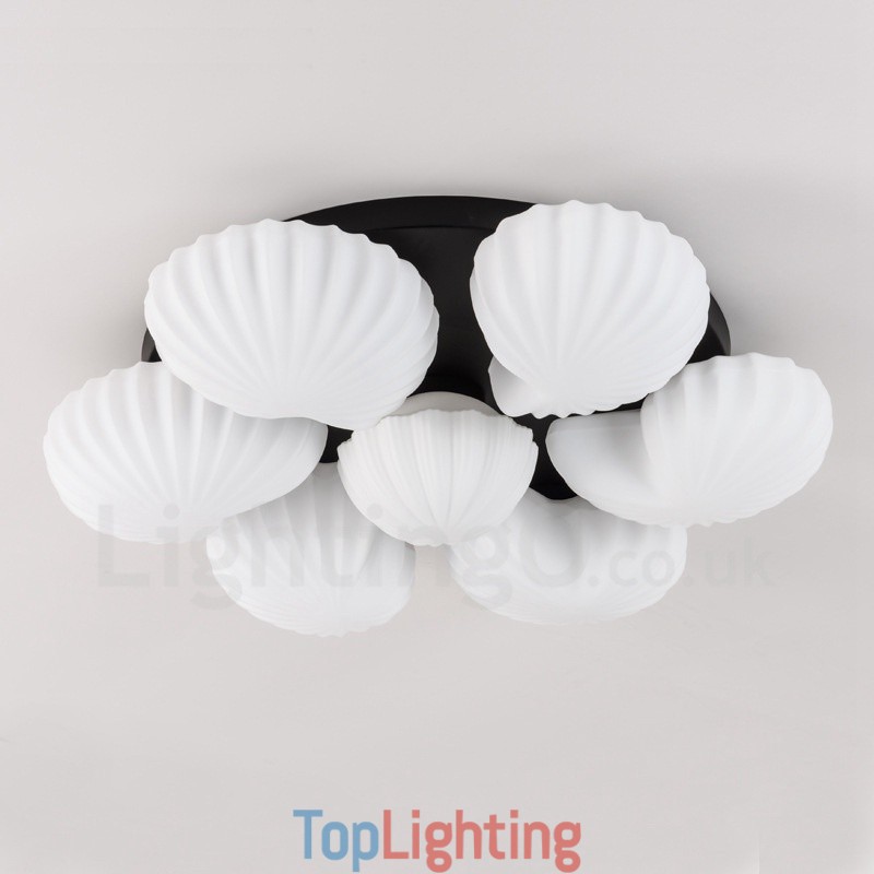 7 Light Traditional Classic Integrated Chandelier with Glass Shade