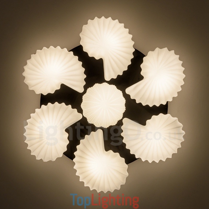 7 Light Traditional Classic Integrated Chandelier with Glass Shade