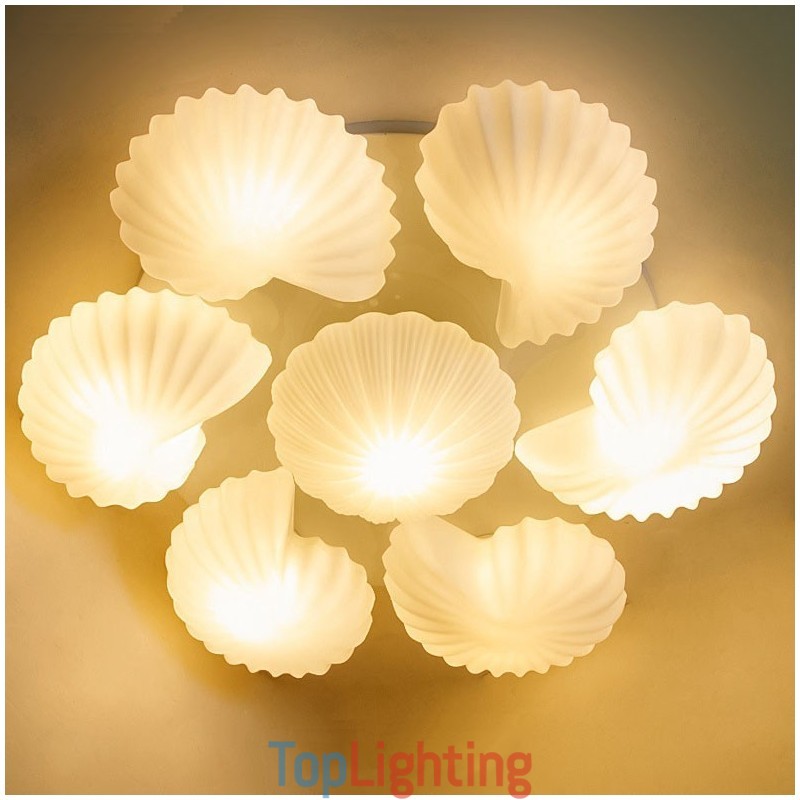 7 Light Traditional Classic Integrated Chandelier with Glass Shade
