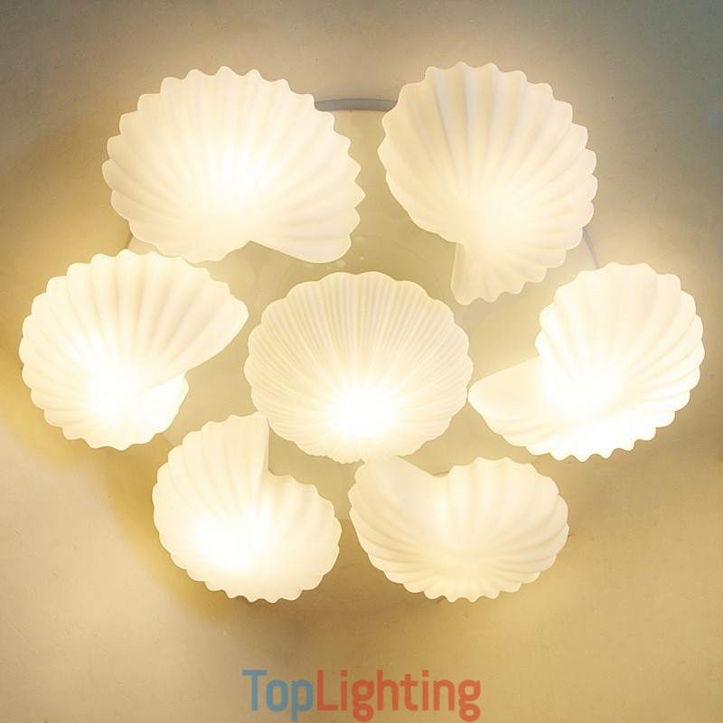 7 Light Traditional Classic Integrated Chandelier with Glass Shade