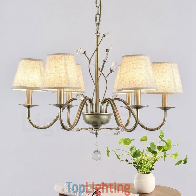6 Light Rustic Lodge Integrated Metal Chandelier
