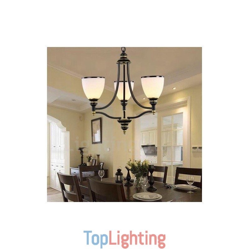 3 Light Rustic Lodge Integrated Metal Chandelier