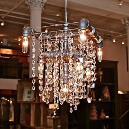 North American Style Characteristic Crystal 9 Light Chandelier In Pipe Design
