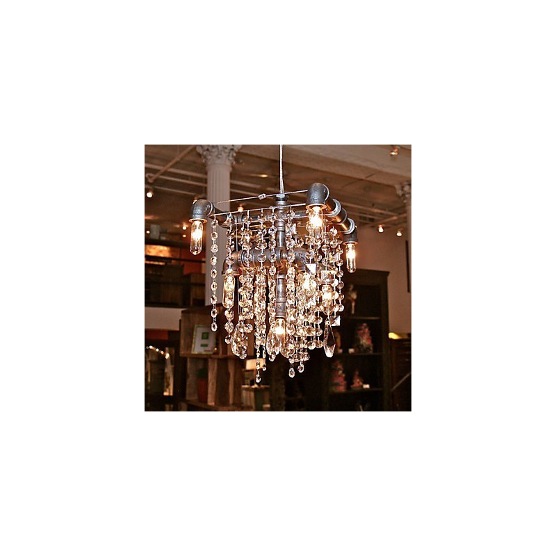 North American Style Characteristic Crystal 9 Light Chandelier In Pipe Design