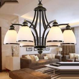 6 Light Rustic Lodge Integrated Metal Chandelier