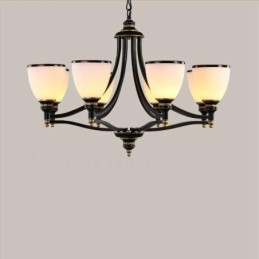 8 Light Rustic Lodge Integrated Metal Chandelier