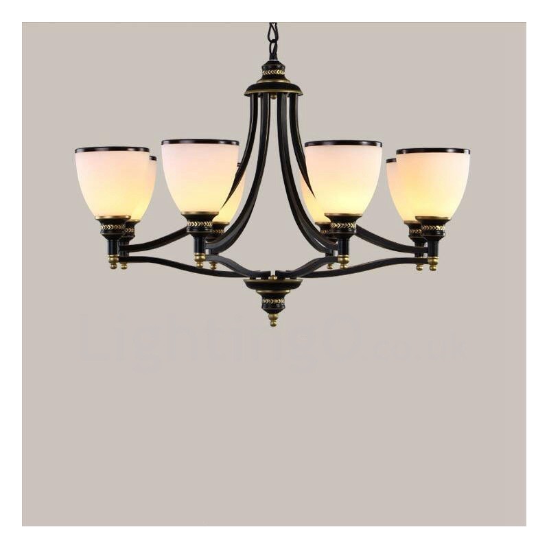 8 Light Rustic Lodge Integrated Metal Chandelier