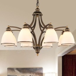 8 Light Rustic Lodge Integrated Metal Chandelier
