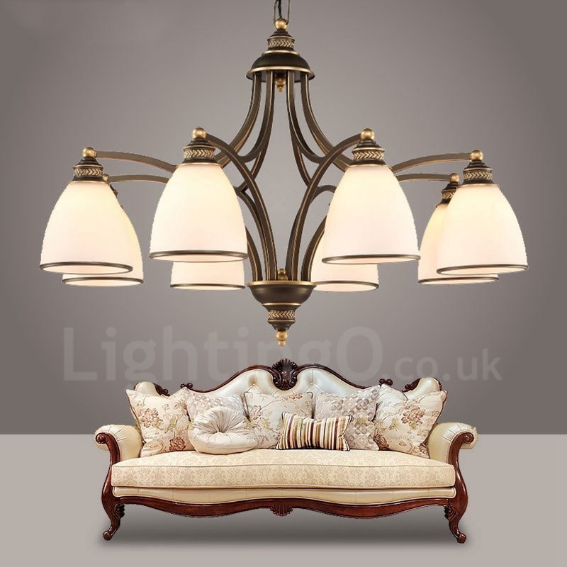 8 Light Rustic Lodge Integrated Metal Chandelier