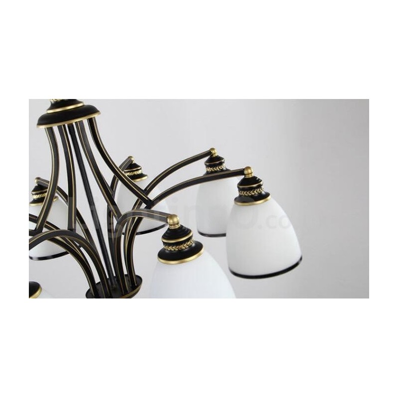 8 Light Rustic Lodge Integrated Metal Chandelier