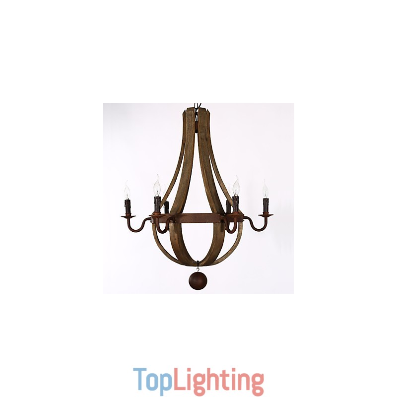 Vintage Amercian Rustic Wooden Pendant Winerel Chandelier Lamp Liviing and Lamp