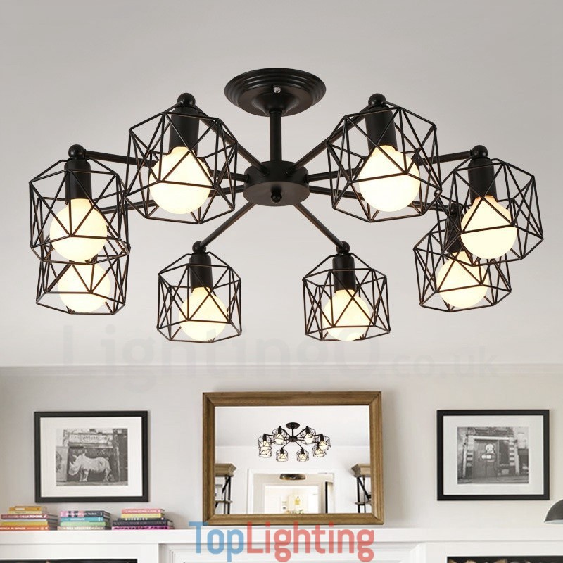 8 Light Rustic Lodge Integrated Chandelier
