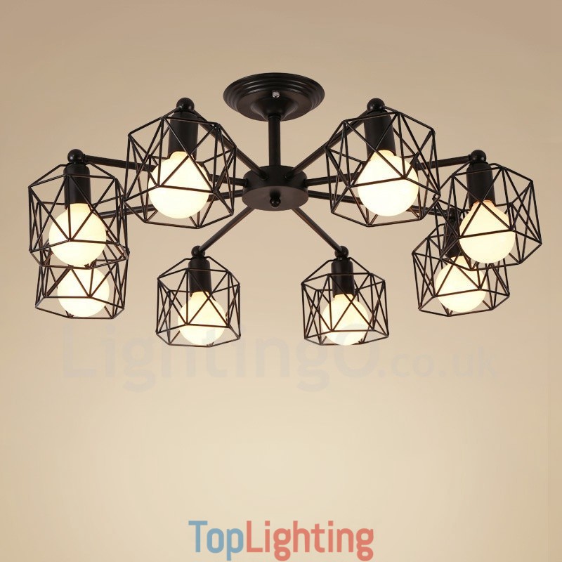 8 Light Rustic Lodge Integrated Chandelier