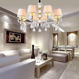 Fabric Chandelier 8 Light Modern Minimalist High Grade Lamp